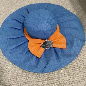 Blue Orange Bow Derby Hat - Never Worn!